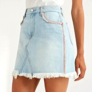 7 For All Mankind Pastel Rainbow Fringe Mini Skirt 27